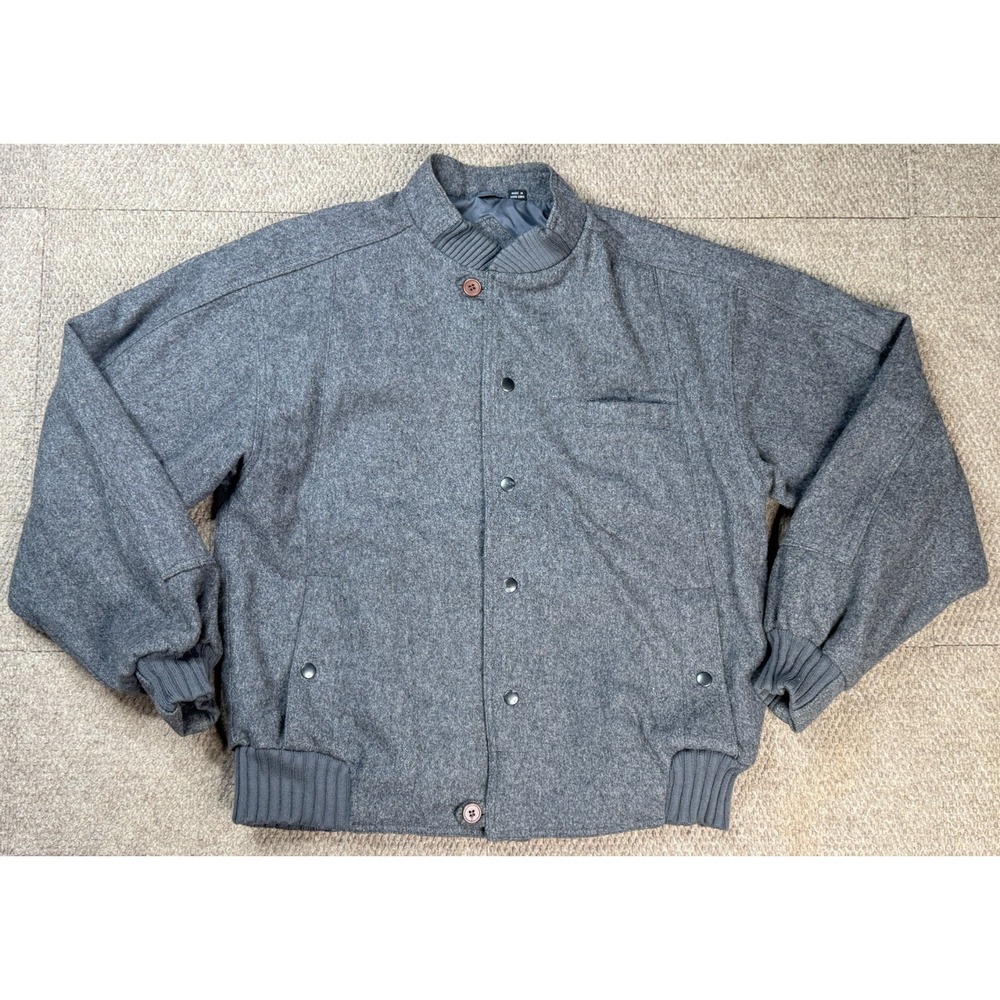 Members Only by Europe Craft Vtg Men's Gray 100% Pure Wool Bomber Jacket Size 40